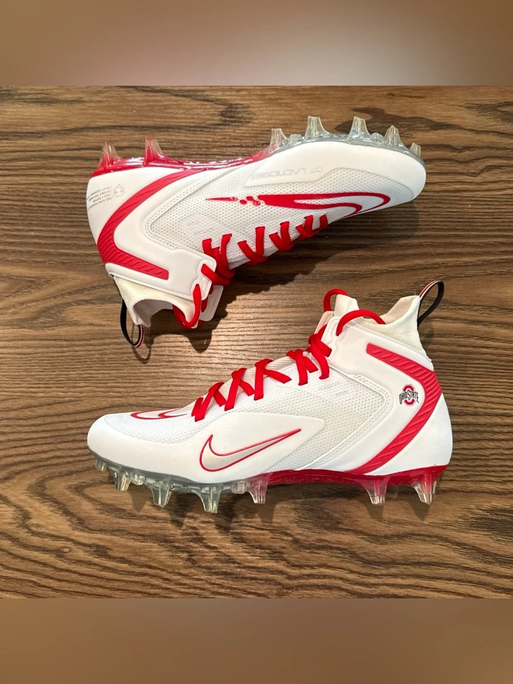 Men’s Size 7 Nike Ohio State Alpha Huarache 8 Elite Lacrosse Cleats White NEW